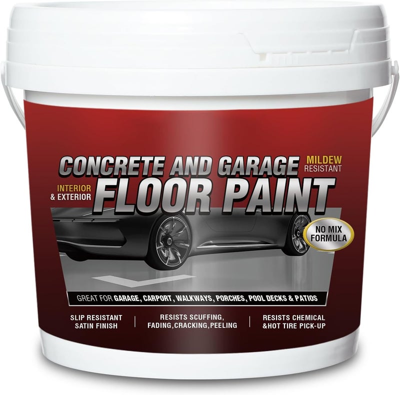 YOA Professional Epoxy Floor Coating (1 Gallon) - Sea Gray Acrylic Concrete Paint, Suitable for Indoor Garages and Basements | Single-Component Formulation | Scratch-Resistant and Low VOC | Ready to Use - Image 1